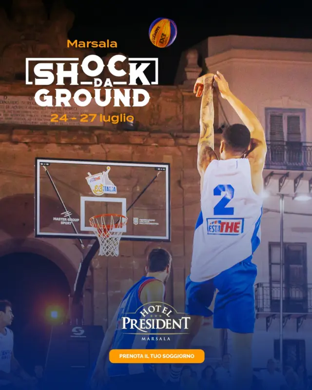 🏀 𝑺𝒉𝒐𝒄𝒌 𝒅𝒂 𝑮𝒓𝒐𝒖𝒏𝒅 𝟐𝟎𝟐𝟓 𝒔𝒕𝒂 𝒂𝒓𝒓𝒊𝒗𝒂𝒏𝒅𝒐... 🏀
Dal 24 al 27 luglio, Marsala si trasforma nella capitale del basket 3x3. Se partecipi al torneo più esplosivo dell’estate, l’Hotel President è la base perfetta per il tuo team!

Prenota ora il tuo soggiorno e vivi l’adrenalina del torneo con la tranquillità di un’accoglienza su misura.

👉 Prenota su www.presidentmarsala.it

#HotelPresident #marsala #MarsalaExperience #BusinessHotel #SicilyTravel #PiscinaeSolarium #shockdaground